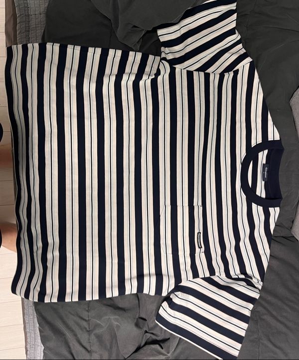 MUSINSA | COVERNAT Multi Stripe T-Shirt Dark Navy