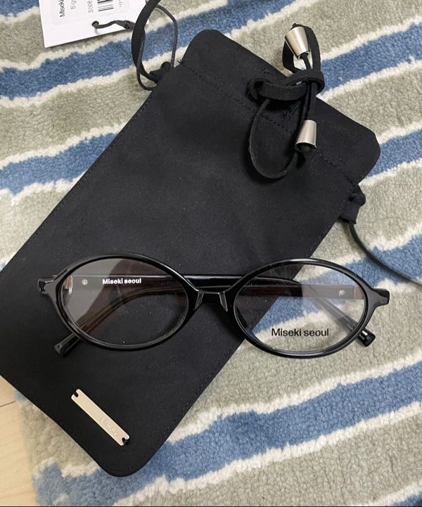 MUSINSA | MISEKI SEOUL Signature logo round glasses BLACK