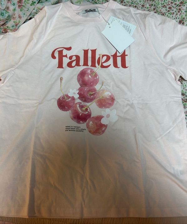 MUSINSA | FALLETT Cherry Print Overfit Short Sleeve T-shirt