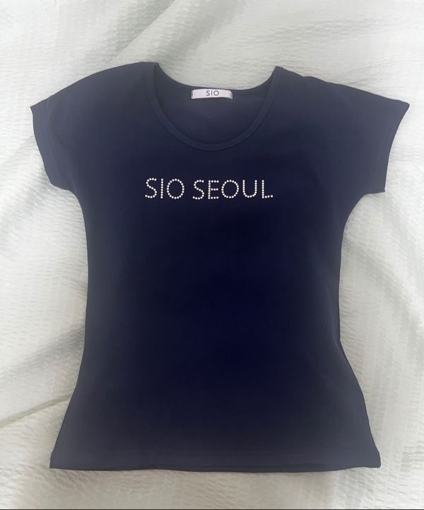 ★SIO★SIO SEOUL PEARL SHORT SLEEVE TOP[MELANGE]★韓国送料込 MUSINSA公式 | SIO Sio Seoul Pearl Short Sleeve Top [Melange]