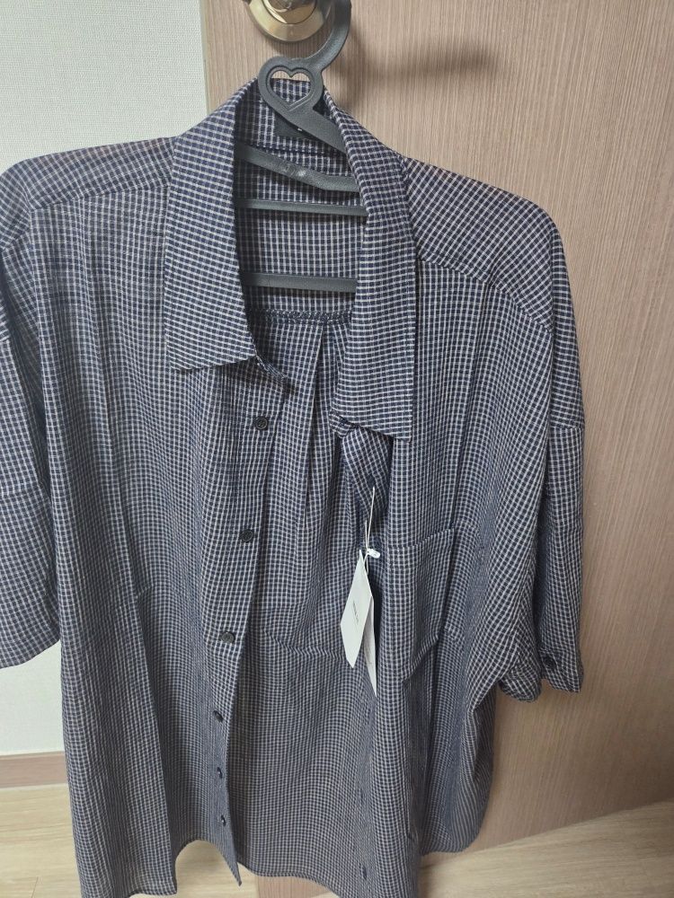 MUSINSA | DRAW FIT Eddie Seersucker Roll-up Half Check Shirt