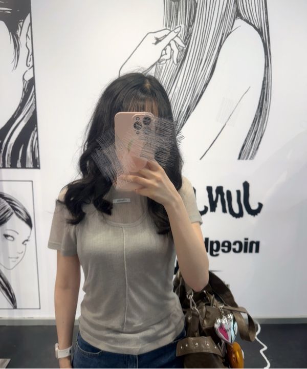 MUSINSA | ROLAROLA NUBASIC TENCEL HALF T-SHIRT SET GRAY