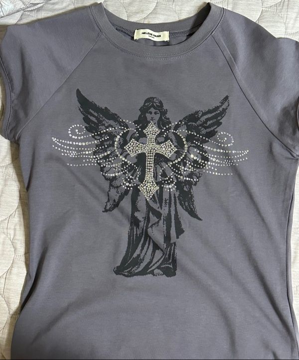 MUSINSA公式 | HELENE PARIS Angel Wings Cubic Half T-shirt