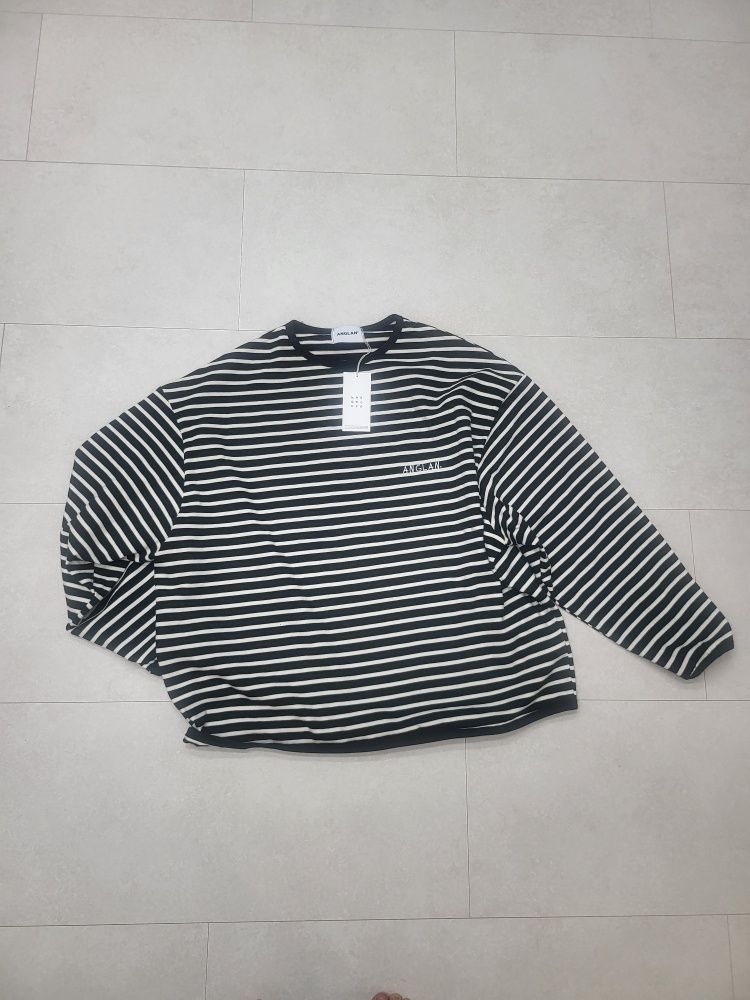 【ANGLAN】Round Stripe Long Sleeve MUSINSA | ANGLAN Round Layering Stripe Long Sleeve - Navy