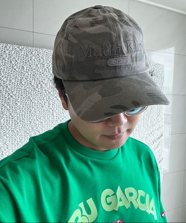 MUSINSA | MATIN KIM CAMOUFLAGE LOGO BALL CAP IN KHAKI