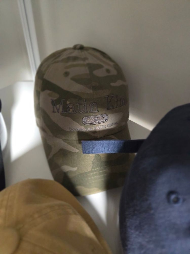 MUSINSA | MATIN KIM CAMOUFLAGE LOGO BALL CAP IN KHAKI