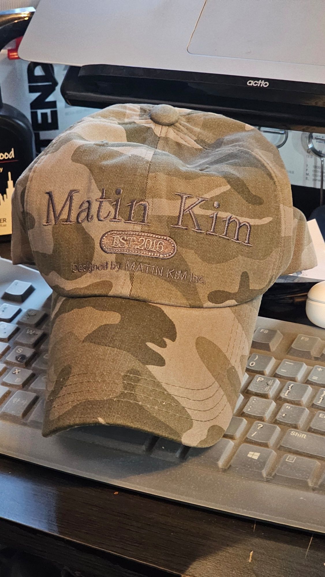 MATIN KIM ■ CAMOUFLAGE LOGO BALL CAP MUSINSA | MATIN KIM CAMOUFLAGE LOGO BALL CAP IN KHAKI