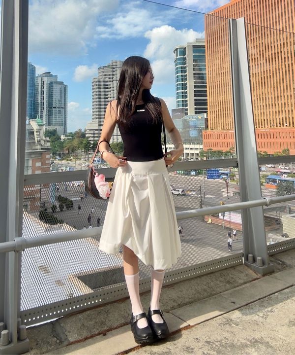 スカート FLAREUP Asymmetrical Draped Midi Skirt MUSINSA | FLAREUP Asymmetrical Draped Midi Skirt (FL-248_White)