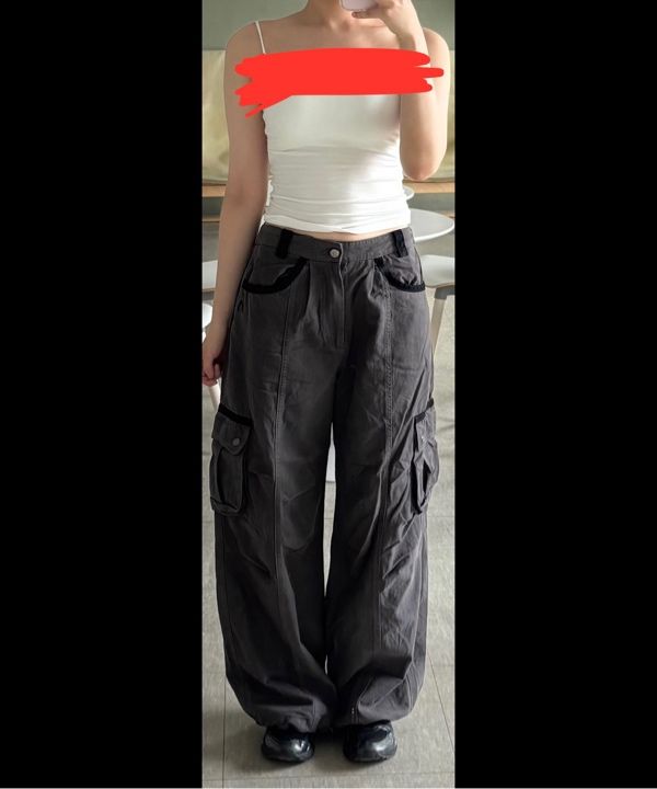 MUSINSA | AAKAM Knee Pin-tuck Contrast Cargo Pants (Dark Gray)