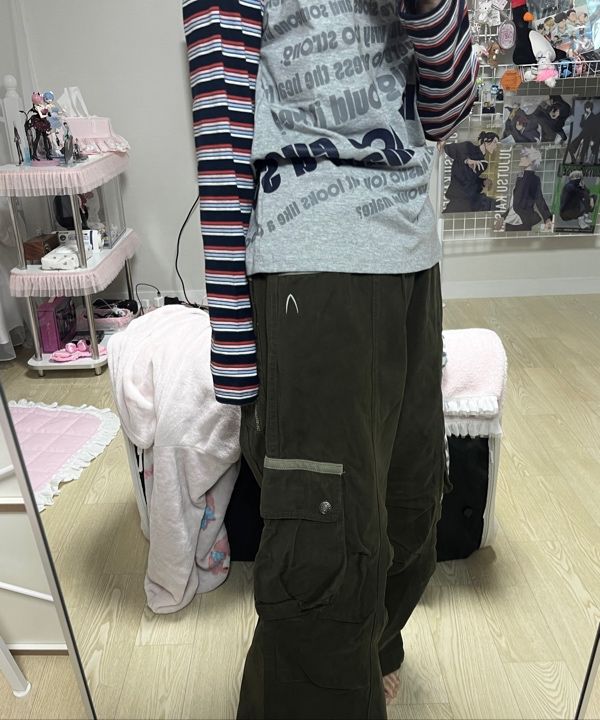 AAKAM ニーピンタックコントラストカーゴパンツ ブラック 1サイズ MUSINSA公式 | AAKAM ニーピンタックコントラストカーゴパンツ（カーキ）