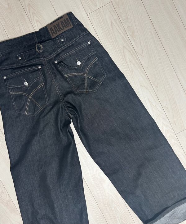 MUSINSA | AAKAM Cinch Back Denim Pants (Black)