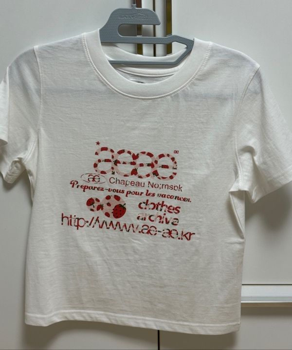 MUSINSA | AEAE WEB LOGO CROP T-SHIRTS [STRAWBERRY]