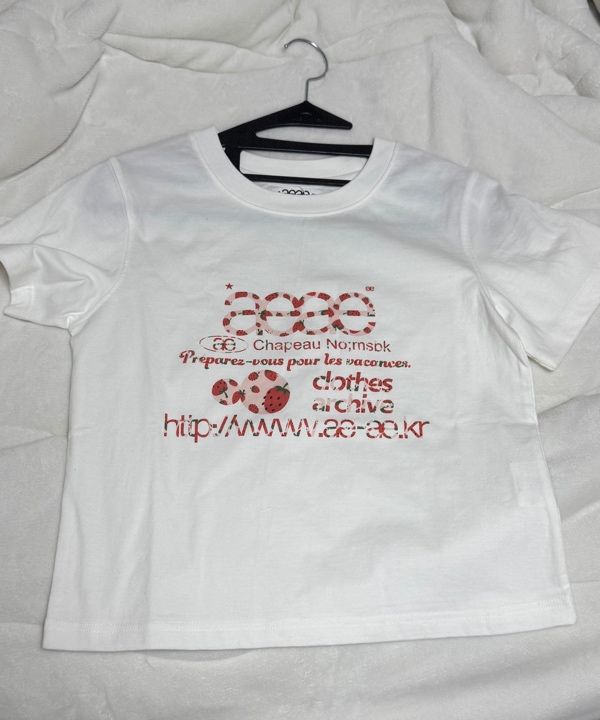 MUSINSA公式 | AEAE WEB LOGO CROP T-SHIRTS [STRAWBERRY]