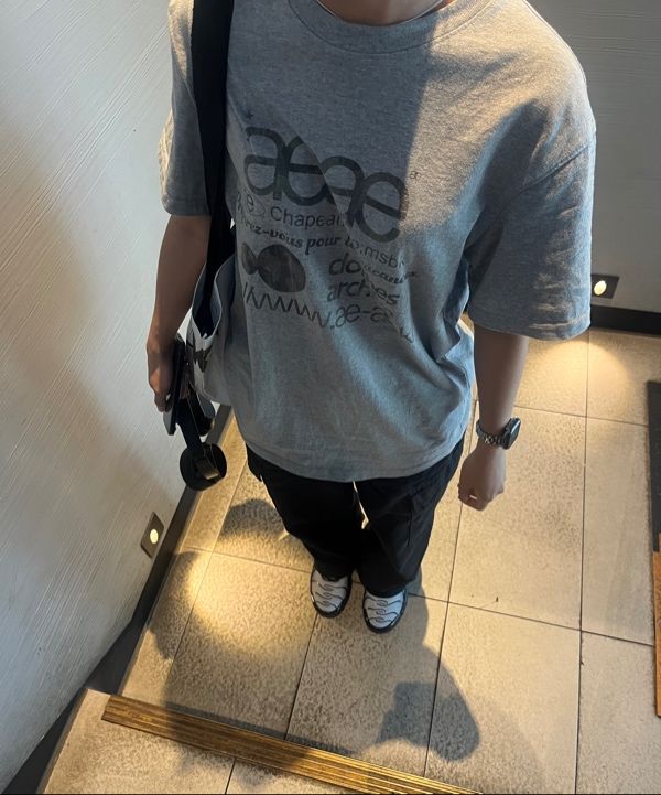 MUSINSA | AEAE WEB LOGO T-SHIRTS [MELANGE GREY/CAMO]