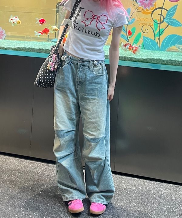★2025SS新作★RONRON★I RIBBON SLIM CROP T SHIRTS MUSINSA | RONRON I RIBBON SLIM CROP T SHIRTS WHITE