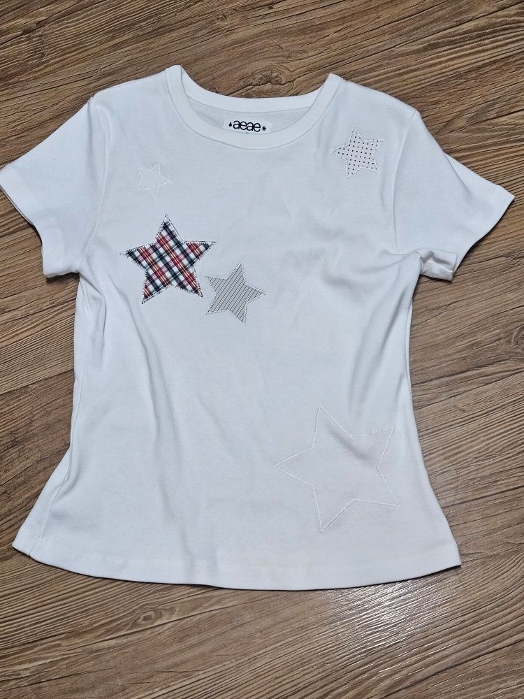 MUSINSA公式 | AEAE CHECK STAR TEE [WHITE]