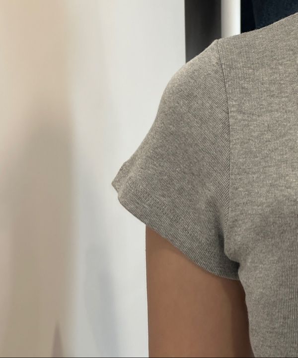 ★AEAE★ APPLIQUE LOGO TEE MELANGE GREY AE45SWTS022MNG APPLIQUE LOGO TEE [MELANGE GREY] – aeae JAPAN