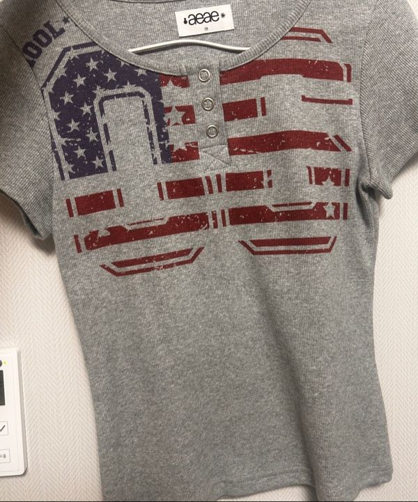 MUSINSA | AEAE USA BANNER HENLY NECK TEE [MELANGE GREY]