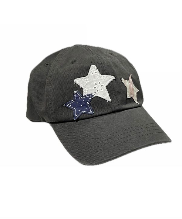MUSINSA | RONRON STAR PATCH MIXED APPLIQUE BALL CAP CHARCOAL