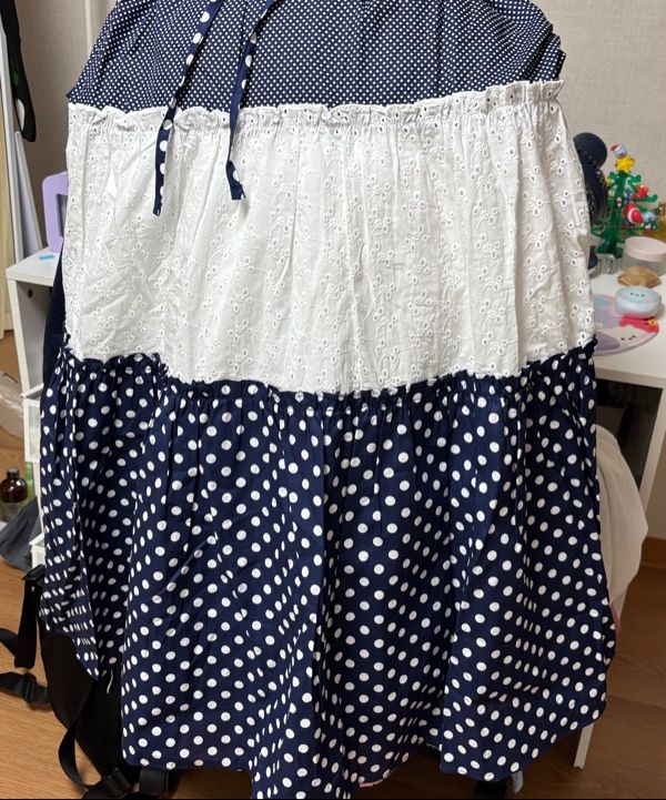 ★ronron★ DOT LACE MIX PATCH CANCAN LONG SKIRT WHITE NAVY MUSINSA | RONRON DOT LACE MIX PATCH CANCAN LONG SKIRT WHITE