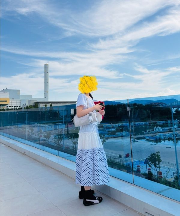 MUSINSA公式 | RONRON DOT LACE MIX PATCH CANCAN LONG SKIRT WHITE