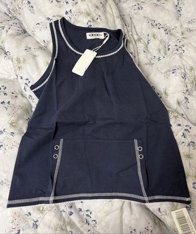 MUSINSA | AEAE LACE POCKET SLEEVELESS [NAVY]