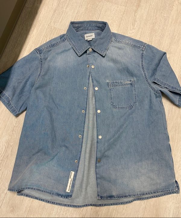 COVERNATのWashed Denim Half Shirt 全2色 MUSINSA | COVERNAT Washed Denim Half Shirt Light Blue