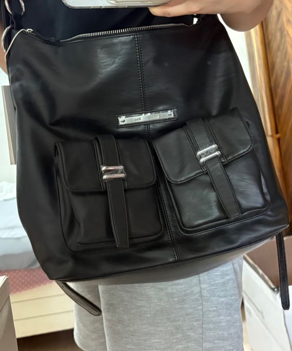 MUSINSA | MATIN KIM DOUBLE POCKET TWO WAY BAG IN BLACK