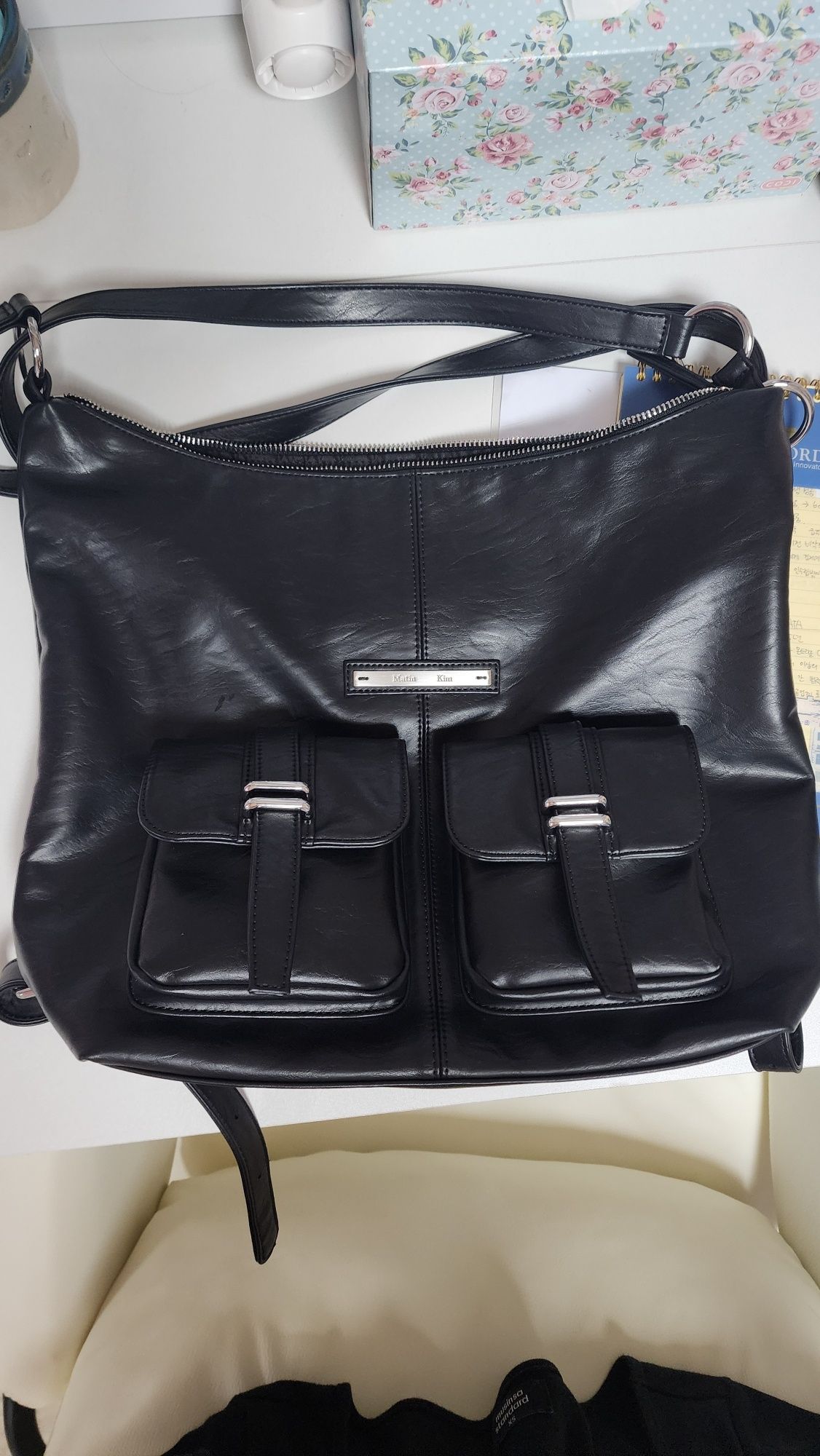 MUSINSA公式 | MATIN KIM DOUBLE POCKET TWO WAY BAG IN BLACK