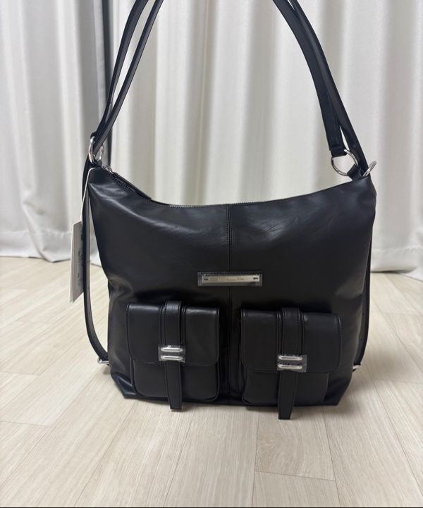 MUSINSA公式 | MATIN KIM DOUBLE POCKET TWO WAY BAG IN BLACK