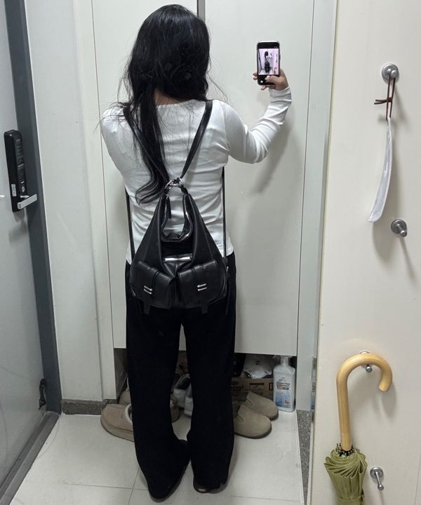 MUSINSA | MATIN KIM DOUBLE POCKET TWO WAY BAG IN BLACK