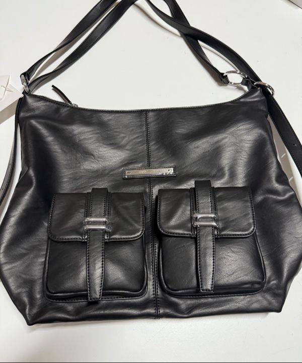 MUSINSA公式 | MATIN KIM DOUBLE POCKET TWO WAY BAG IN BLACK