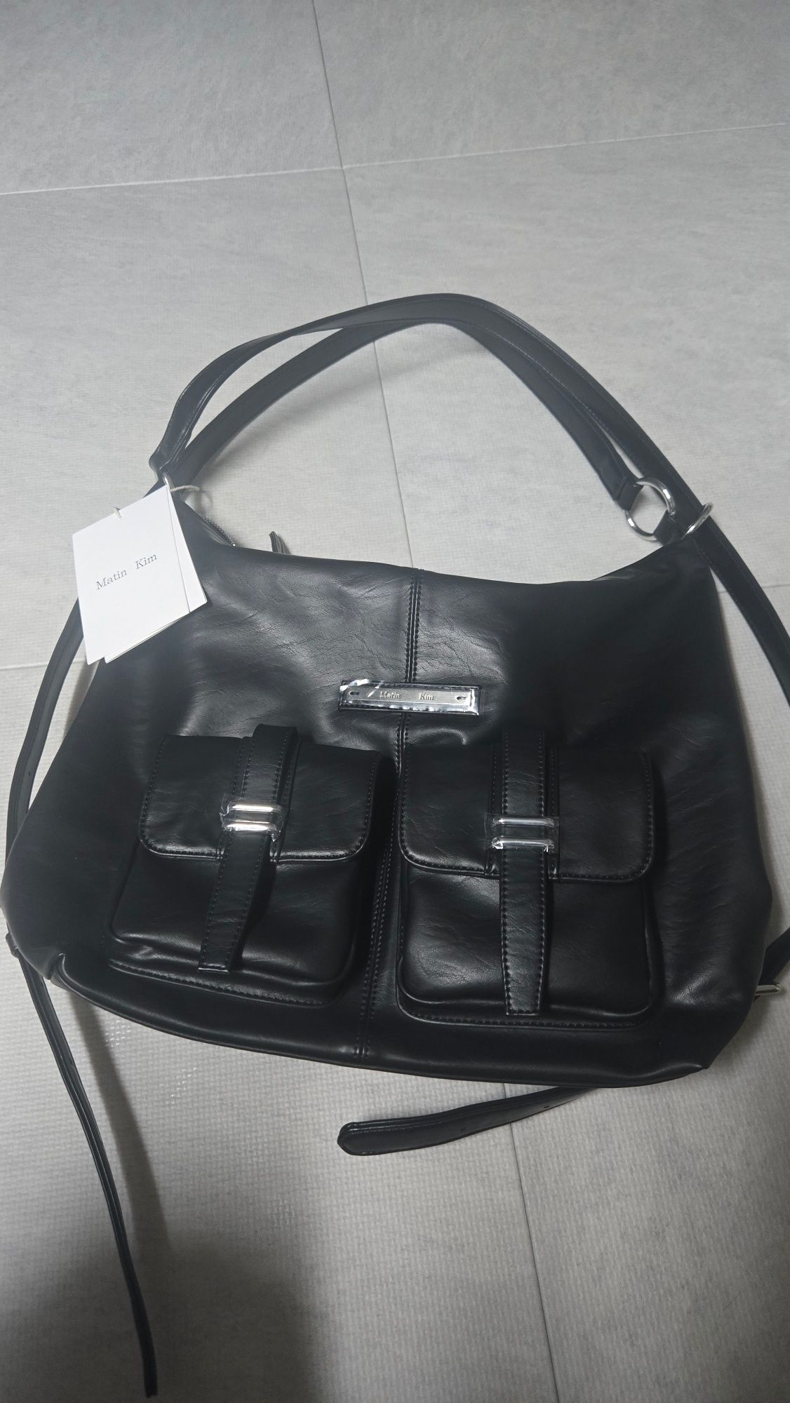 MUSINSA | MATIN KIM DOUBLE POCKET TWO WAY BAG IN BLACK