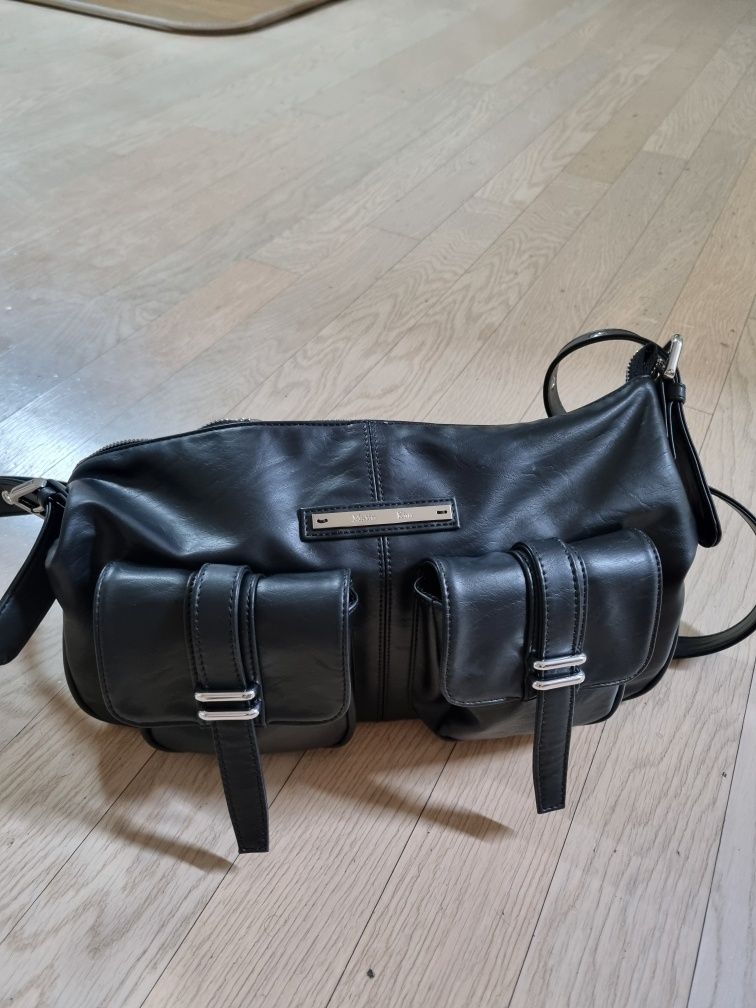MUSINSA | MATIN KIM DOUBLE POCKET SHOULDER BAG IN BLACK
