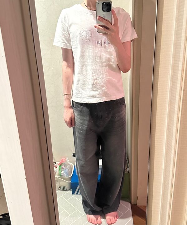 MUSINSA | MATIN KIM BACK LINE POINT SOFT SHINY DENIM PANTS