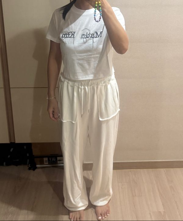 MUSINSA | MATIN KIM LOGO THREAD POINT CROP TOP IN LIGHT BLUE