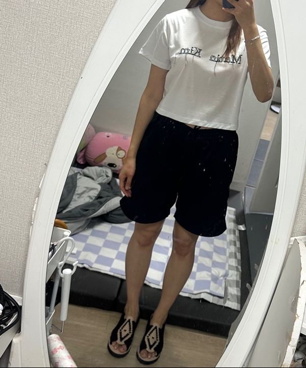 MUSINSA | MATIN KIM LOGO THREAD POINT CROP TOP IN LIGHT BLUE