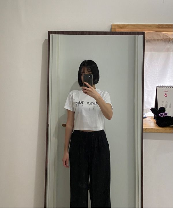 MUSINSA公式 | MATIN KIM LOGO THREAD POINT CROP TOP IN LIGHT BLUE