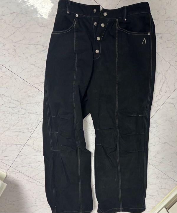 ★AAKAM★ Knee Pin-tuck Studded Cotton Pants MUSINSA | AAKAM Knee Pin-tuck Studded Cotton Pants (Black)