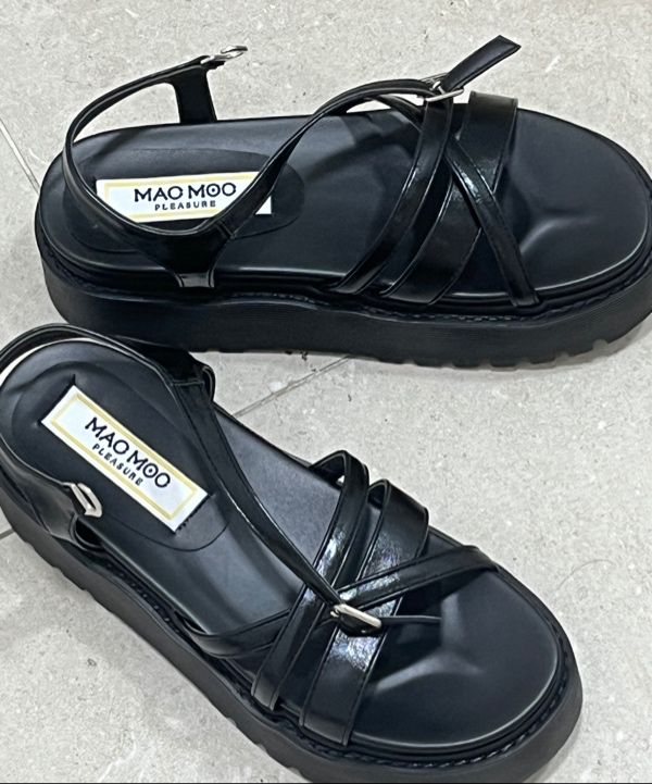 ★MAC MOC★ Ballet Triple Cross Block Heel Sandals 3 Colors MUSINSA | MACMOC Balle Ballet Triple Cross Block Heel