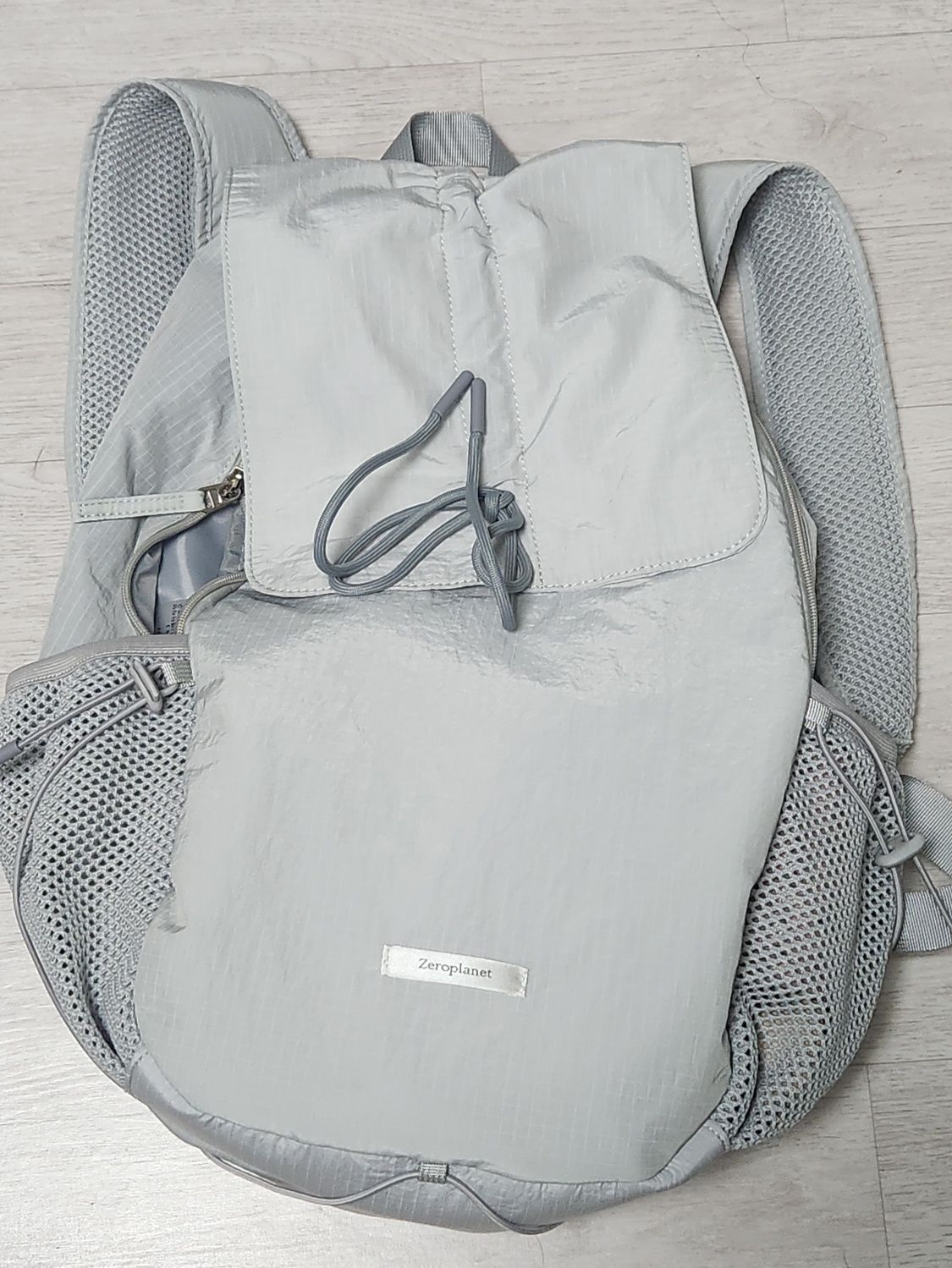 MUSINSA | ZEROPLANET Nylon Shirring Ribbon Backpack [GREY]