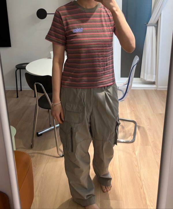 ★thisisneverthat★ Striped W Tee Khaki TN251TTSST37KHA MUSINSA | thisisneverthat® Striped W Tee Khaki