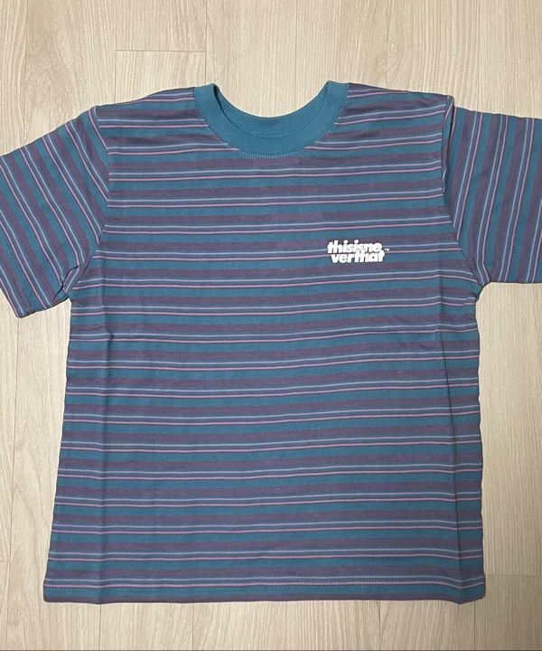 ★thisisneverthat★ Striped W Tee Khaki TN251TTSST37KHA MUSINSA | thisisneverthat® Striped W Tee Khaki