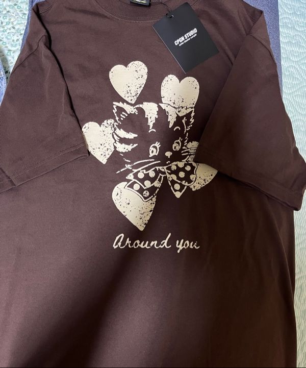 MUSINSA | CPGN STUDIO Heart Luna Short Sleeve T-shirt Brown