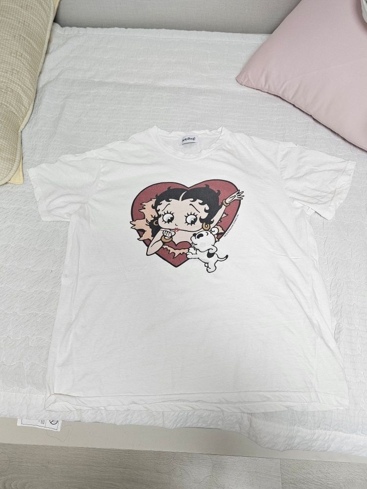 Tシャツ・カットソー ULKIN CANVAS Betty Boop Heart Burst Overfit Short Sleeve T-s MUSINSA | ULKIN CANVAS Betty Boop Heart Burst Slav Overfit