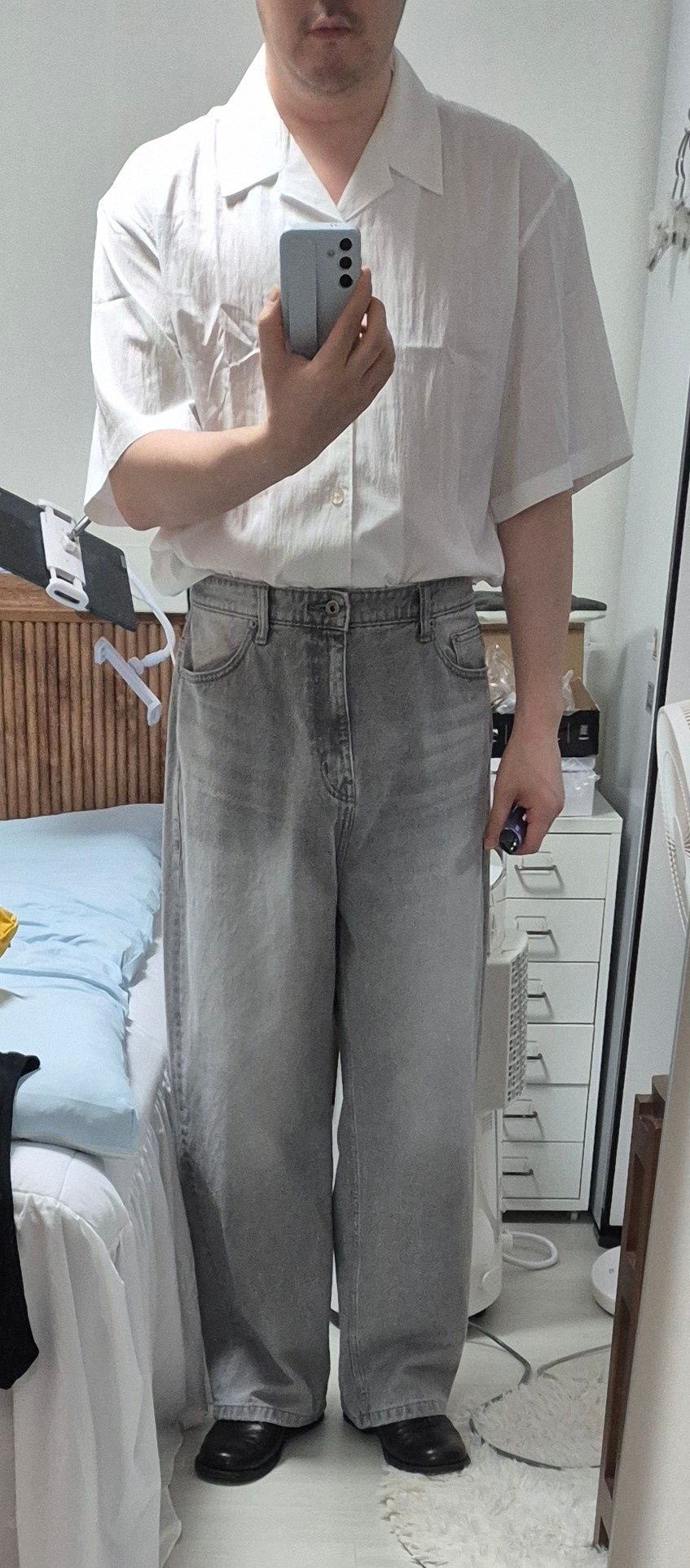 【COOR】 Ice Blue Wide Leg Washed Jeans / 追跡付 Nu Yorica! - COOR Wide-Leg Dyed Washing Jeans Ice Blue