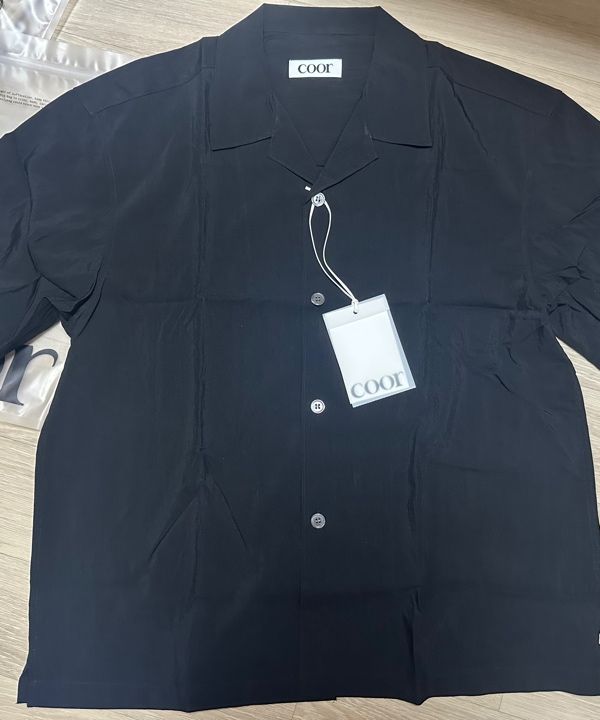 MUSINSA公式 | COOR Natural Linkle Open Collar Shirt (White)