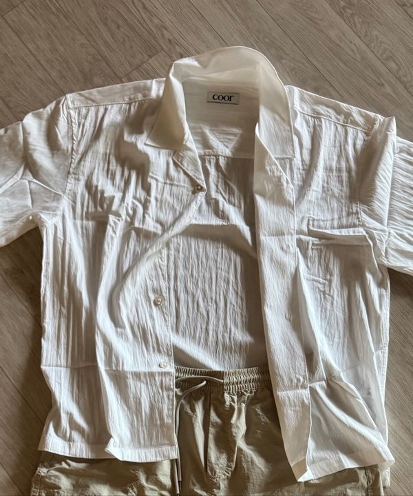 【COOR】 Natural Wrinkle Open Collar Shirt / 追跡付 COOR Natural Wrinkle Open Collar Shirt - White – Dapper