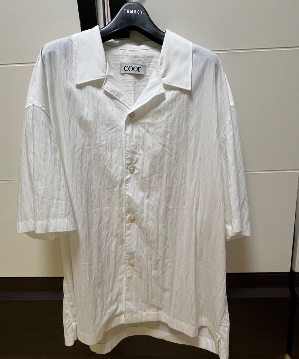 MUSINSA公式 | COOR Natural Linkle Open Collar Shirt (White)