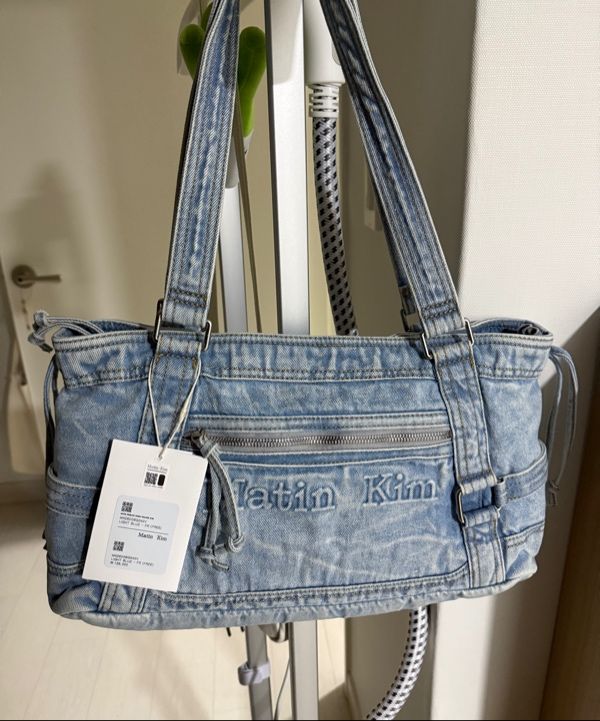 MUSINSA | MATIN KIM MATIN WASHED DENIM SQUARE BAG IN LIGHT BLUE